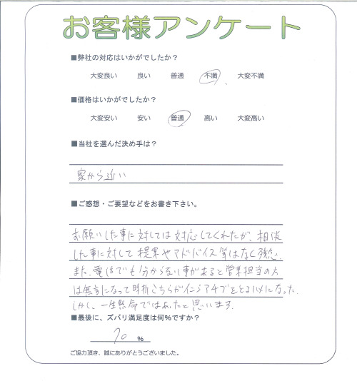 工事の感想を聞かせてください。