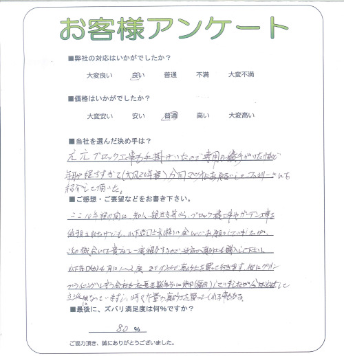工事の感想を聞かせてください。