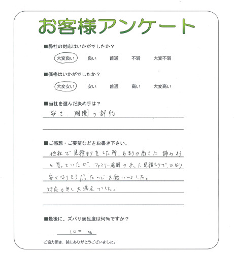 工事の感想を聞かせてください。