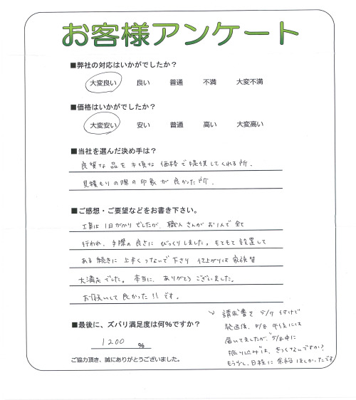 大阪府四條畷市 A様