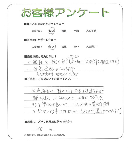 大阪府堺市北区 Y様