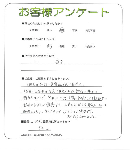工事の感想を聞かせてください。