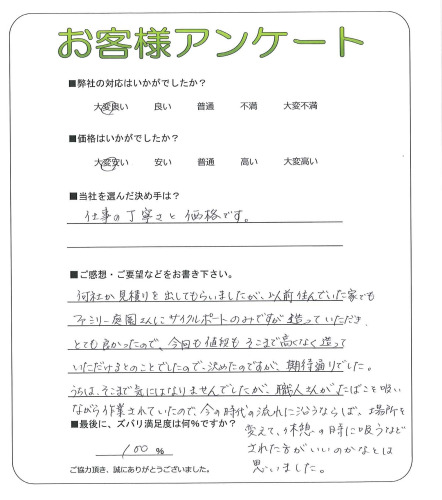 工事の感想を聞かせてください。