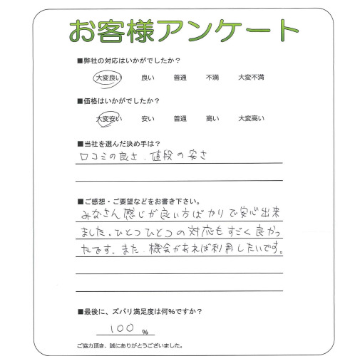 工事の感想を聞かせてください。