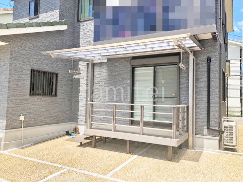 人工木デッキ LIXIL 人工木 樹ら楽ステージ 1階テラス屋根 (雨除け) 四国化成 独立式スマートトップ 後柱 フラット屋根 独立式 スタンダード