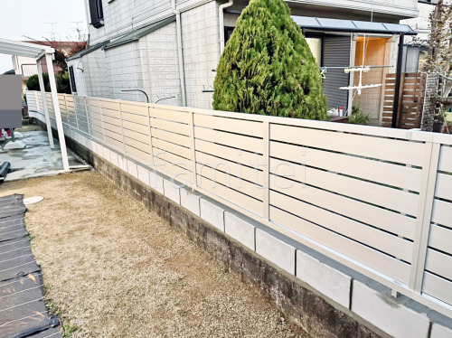 アルミ形材 フェンス LIXIL AB YS3型 横スリット3 目隠し ブロック塀 (化粧ブロック) 太陽エコブロックス 普通CB