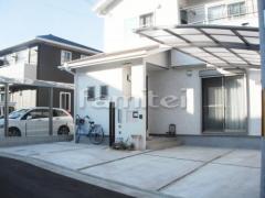 オープン外構 車庫コンクリート仕上げ