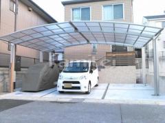 カーポート YKKレイナポート横3台 ベランダ屋根 フラットテラス2階
