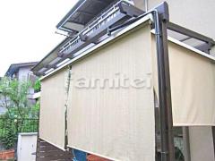 フル木製調テラス屋根 ナチュレ1階 日除け ロールアップブラインド