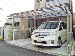 カーポート LIXILネスカF横2台 斜めカット ベランダ屋根 パワーアルファ3階