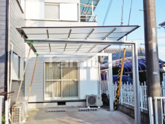 木製調カーポート 三協ニューマイリッシュ1台 前下がり 逆勾配