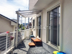 雨除け屋根 フラットテラス1階 特殊加工 斜めカット
