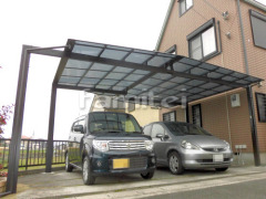 カーポート 三協ニューマイリッシュ 横2台 M合掌 奥行き違い 梁延長仕様