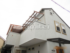 フル木製調ベランダ屋根 三協ナチュレ2階