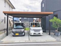 積雪カーポート YKK木製調レオンポートneo横2台