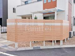 目隠しフェンス塀 フル木製調テラス屋根