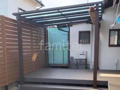 1階テラス屋根 (雨除け) YKKAP フル木製調 サザンテラス フレームタイプ フラット屋根 スタンダード 壁付
