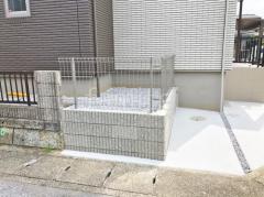 スチールメッシュ フェンス YKKAP イーネット3F型 スチール柱 境界・メッシュ ブロック塀 (化粧ブロック) ユニソン リブスプリットn