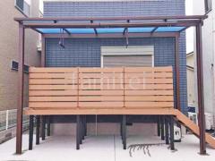 1階テラス屋根 (雨除け) YKKAP フル木製調 サザンテラス フレームタイプ フラット屋根 スタンダード 壁付
