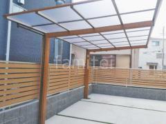 フル木製調カーポート 目隠しフェンス塀 境界フェンス塀
