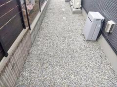 犬走り 防犯砂利敷き バラス砕石 防草シート加工