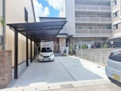 カーポート YKKAP エフルージュFIRST 縦2台用(縦連棟) F型フラット屋根 駐車場ガレージ床 土間コンクリート