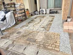 防犯砂利敷き バラス砕石 防草シート加工